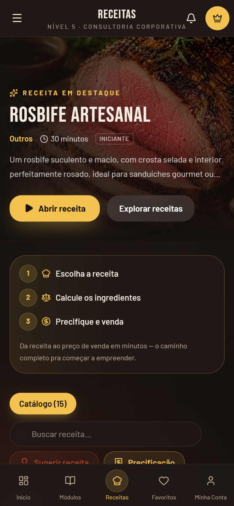 Receitas de charcutaria no aplicativo Dalla Fran